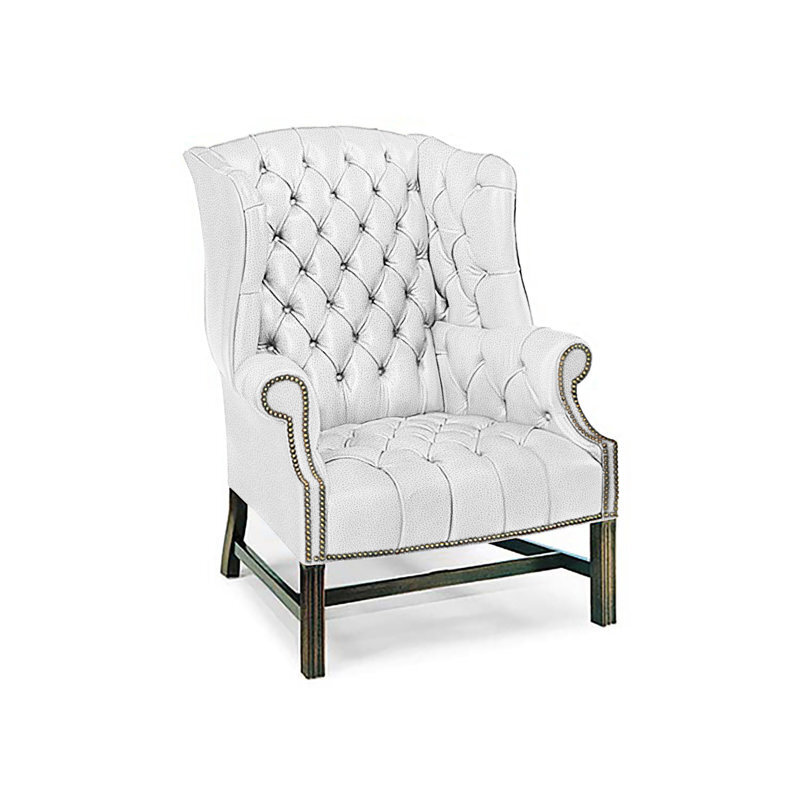 Stately White Wingback Chair