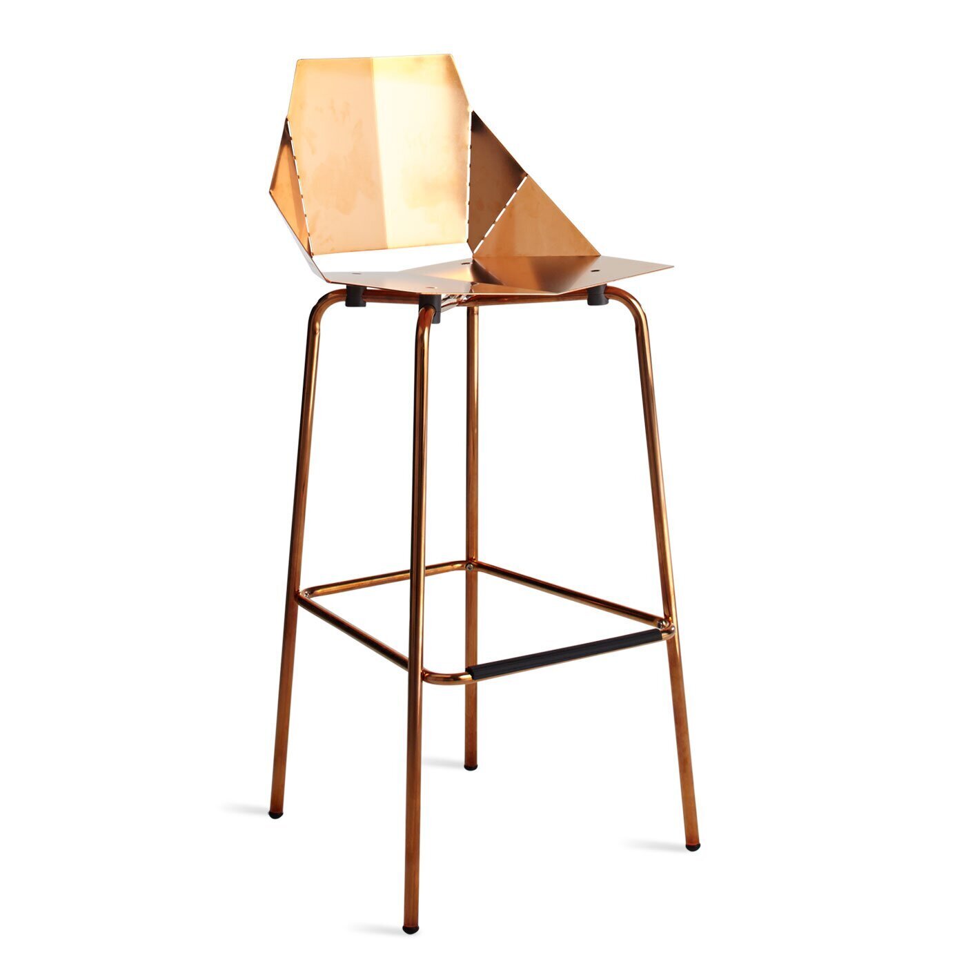 Steel Frame Copper Bar Stool With Back