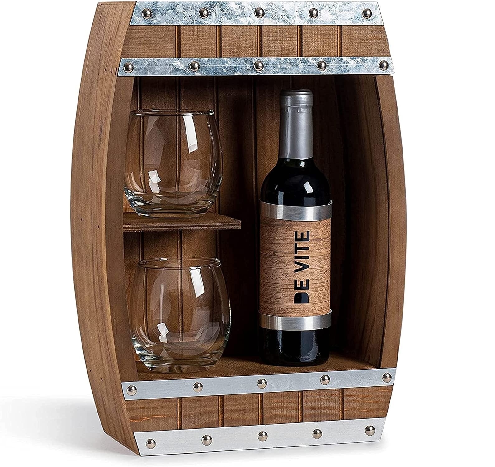 Stemless Wine Glass Barrel Display Case