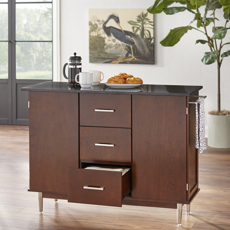 Stickley Vaughn Midcentury Kitchen Island with Granite Top