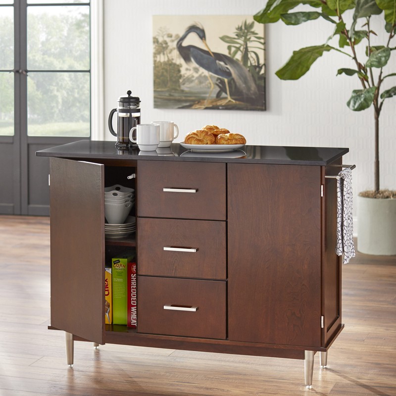 Stickley Vaughn Midcentury Kitchen Island with Granite Top