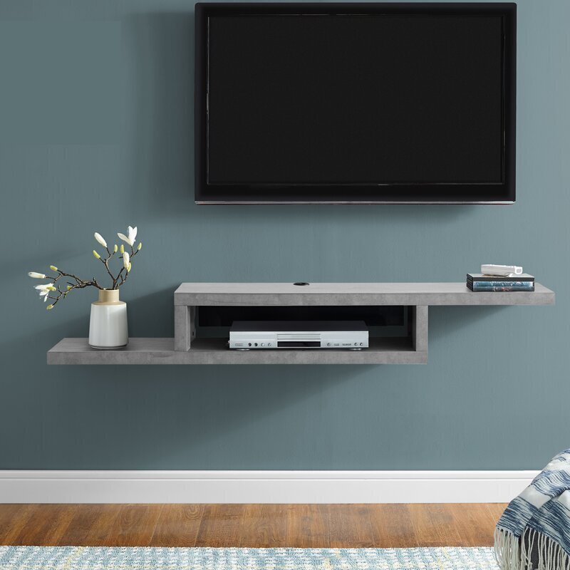 Stone Grey Floating Shelves Ideas Around TV