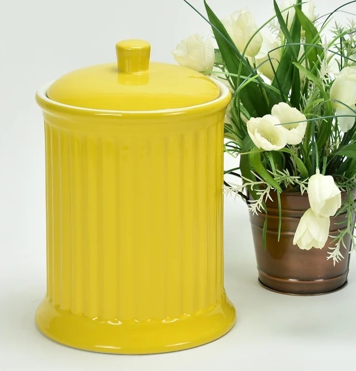 Stoneware Yellow Canister