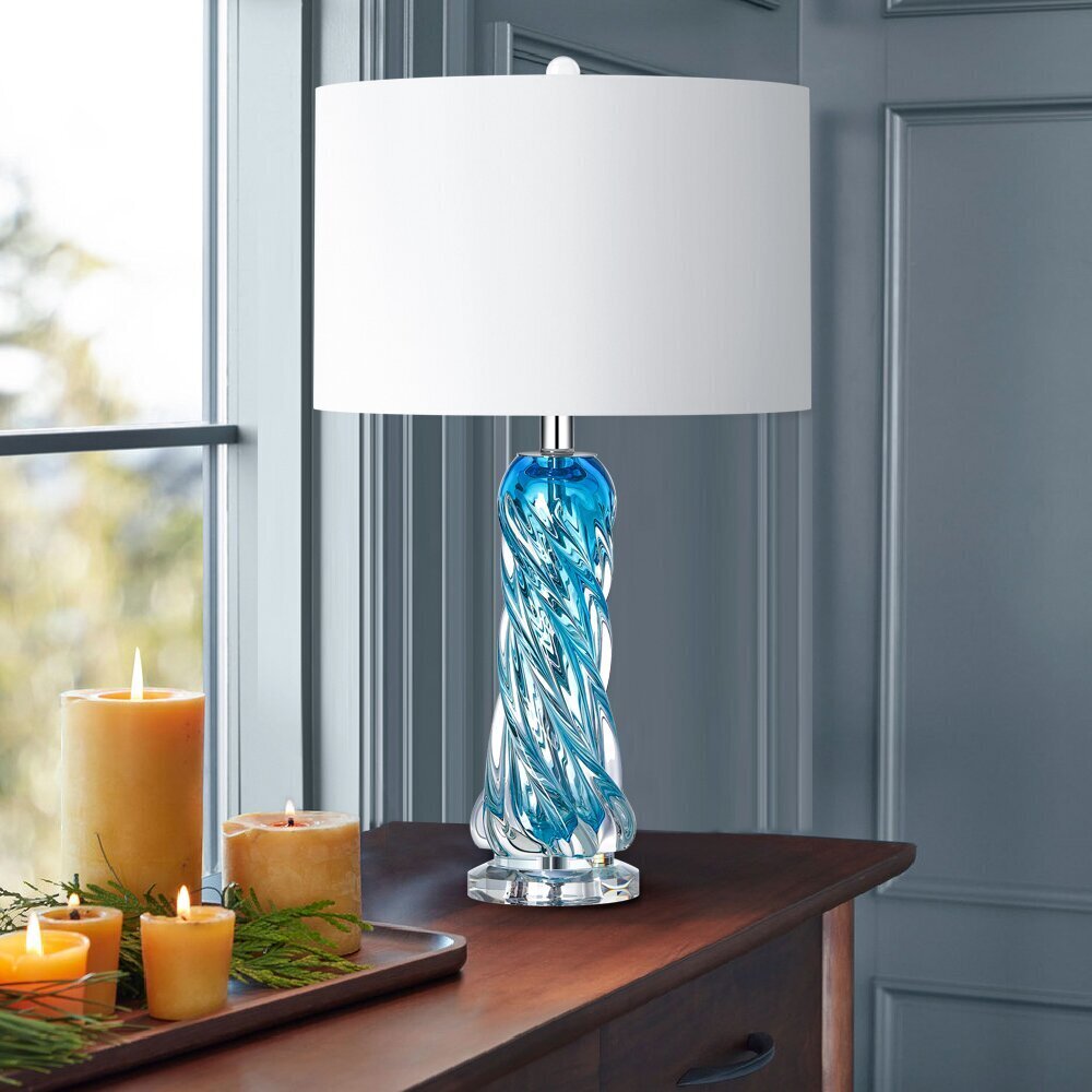 Stunning Shaped Glass Navy Table Lamps