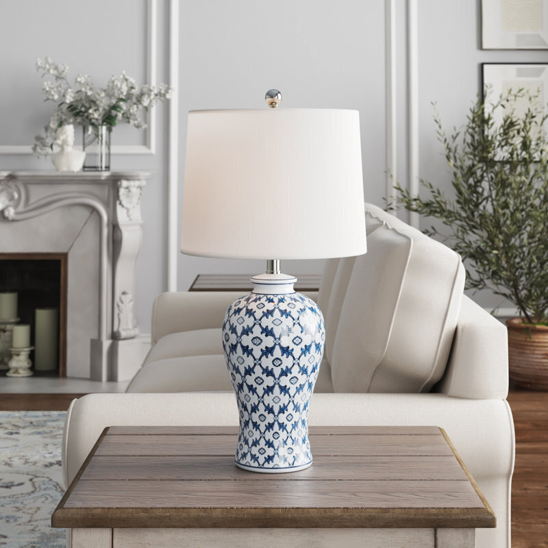 Stylish Contemporary Blue and White Lamp