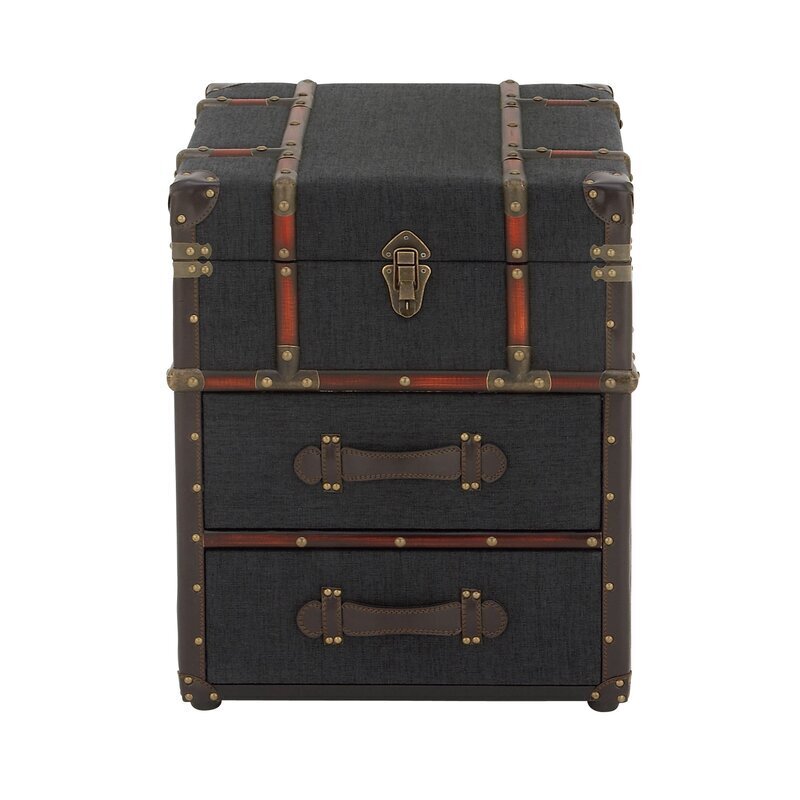 Stylish Leather Trunk End Table