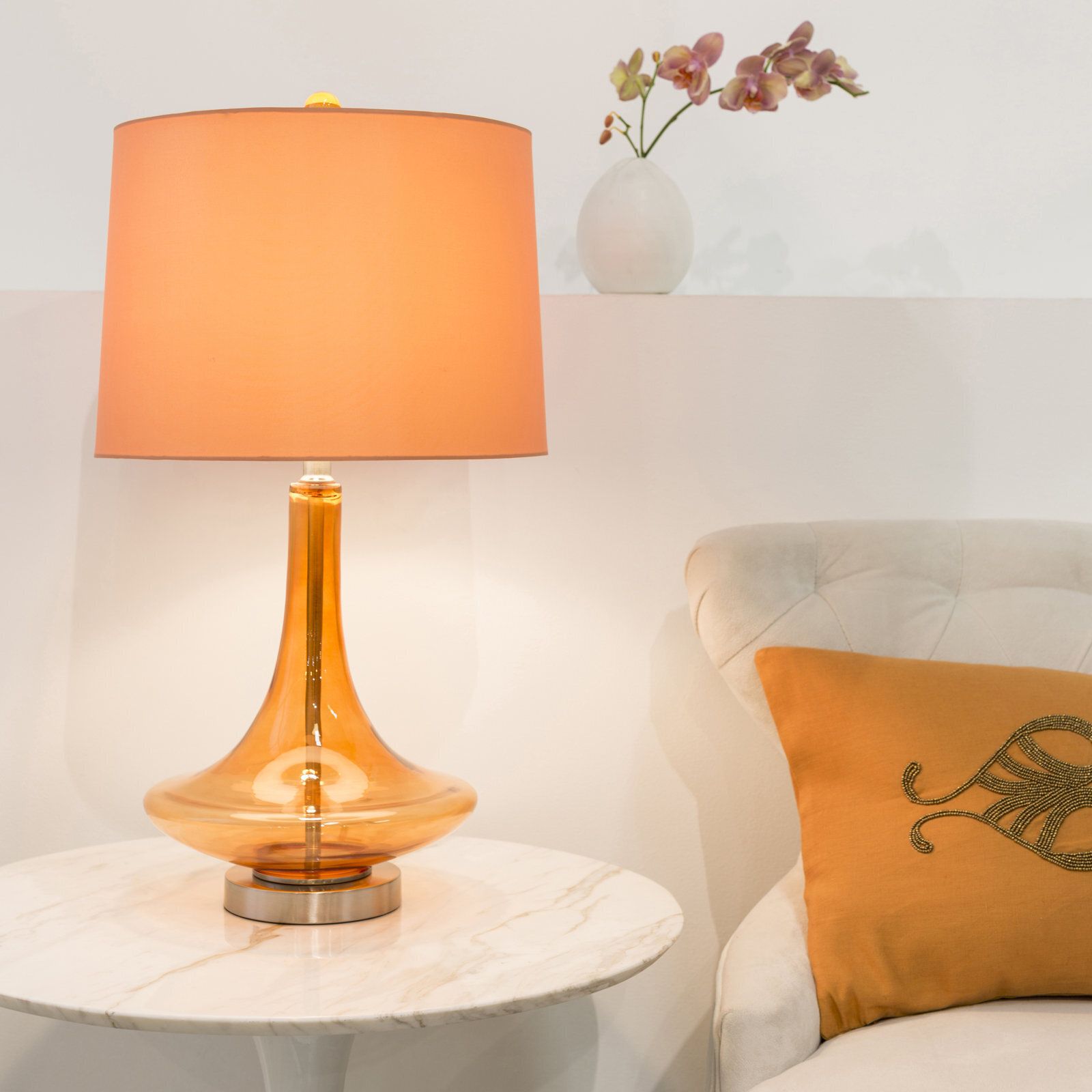 Stylish orange glass table lamp