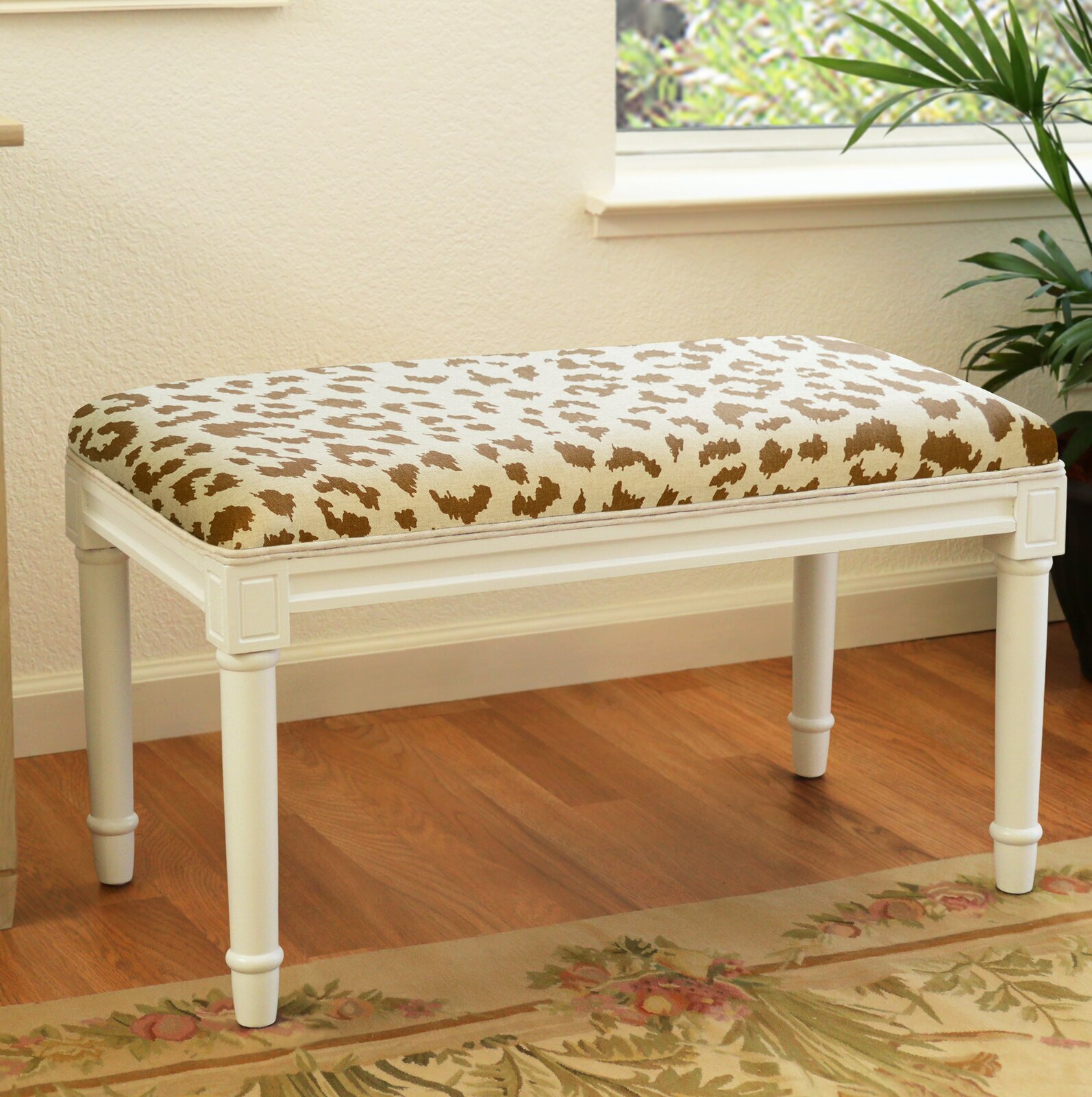 Stylish Upholstered Cheetah Bench