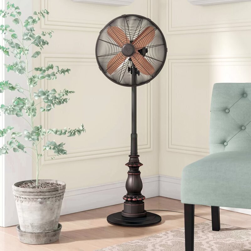 16 Brass Blade Electric Floor Stand Fan Oscillating Vintage Metal Antique  style