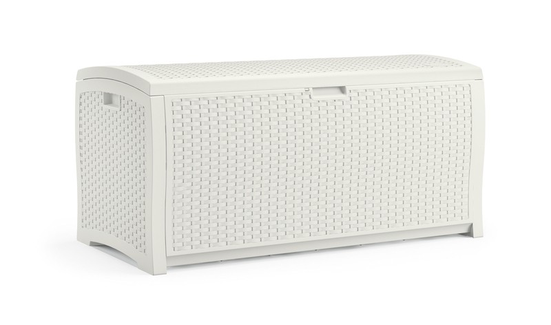 Suncast 99 Gallons Gallon Resin Deck Box in Off White