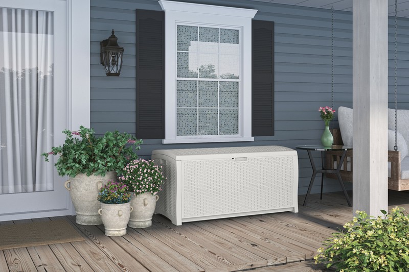 Suncast 99 Gallons Gallon Resin Deck Box in Off White
