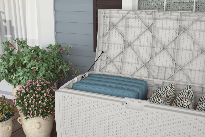Suncast 99 Gallons Gallon Resin Deck Box in Off White