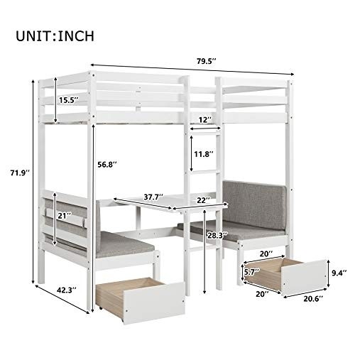 surgicalonline Bed, Bunk Beds for Kids, Solid Wood Twin Triple Bunk Beds / Loft Bed for Kids/Adults, No Box Spring Needed, White