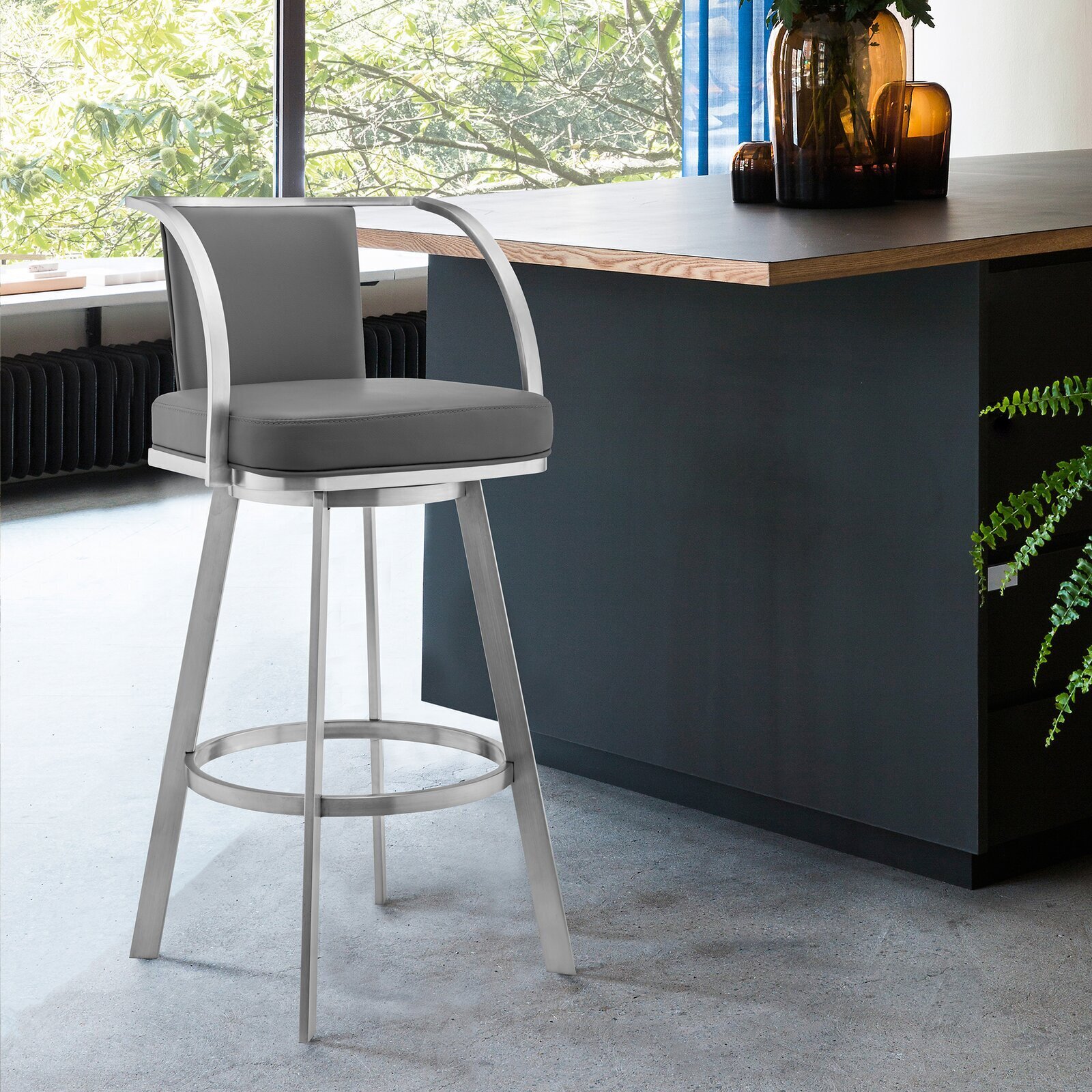 Swivel Stainless Steel Stools With Back
