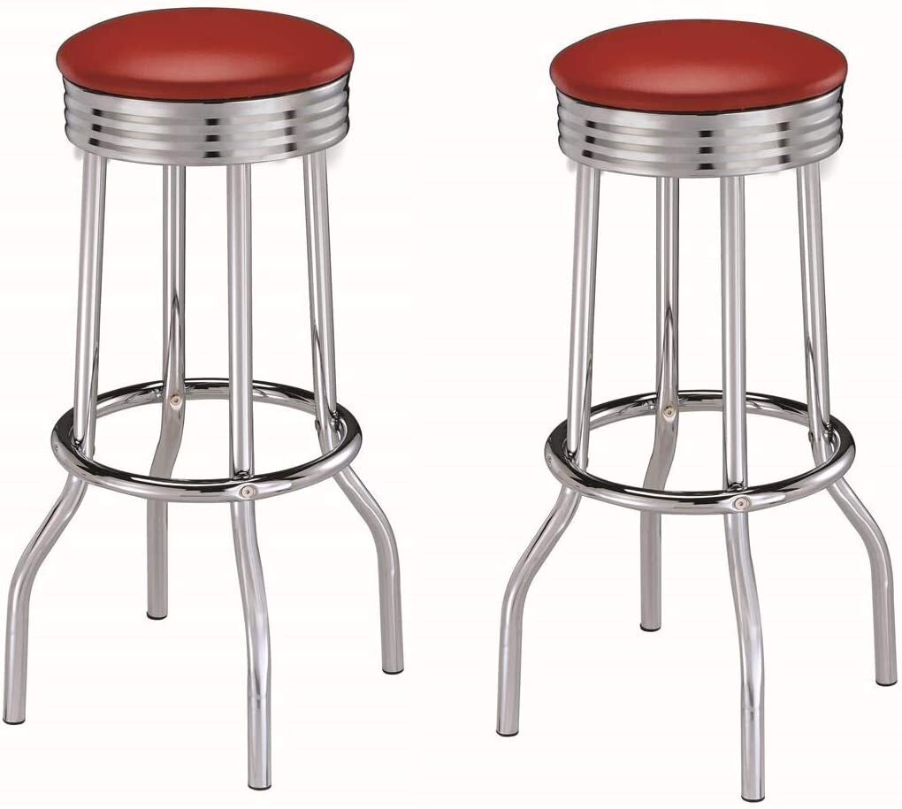 Swiveling chrome retro stools