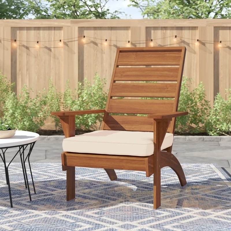 Tall Back Wood Garden Chair with Arms