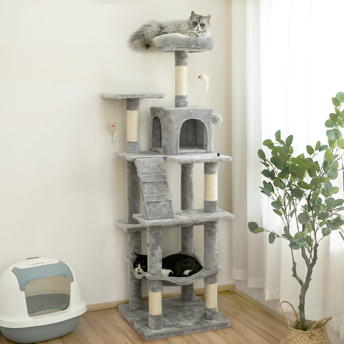 Tall but compact cat condo