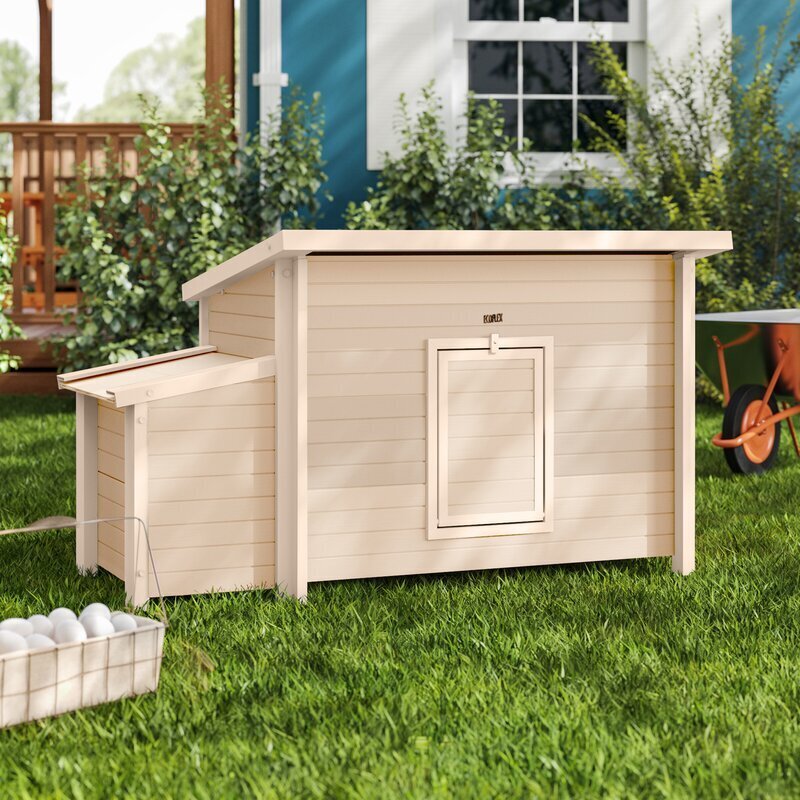 Tan Wood Chicken House with Nesting Box