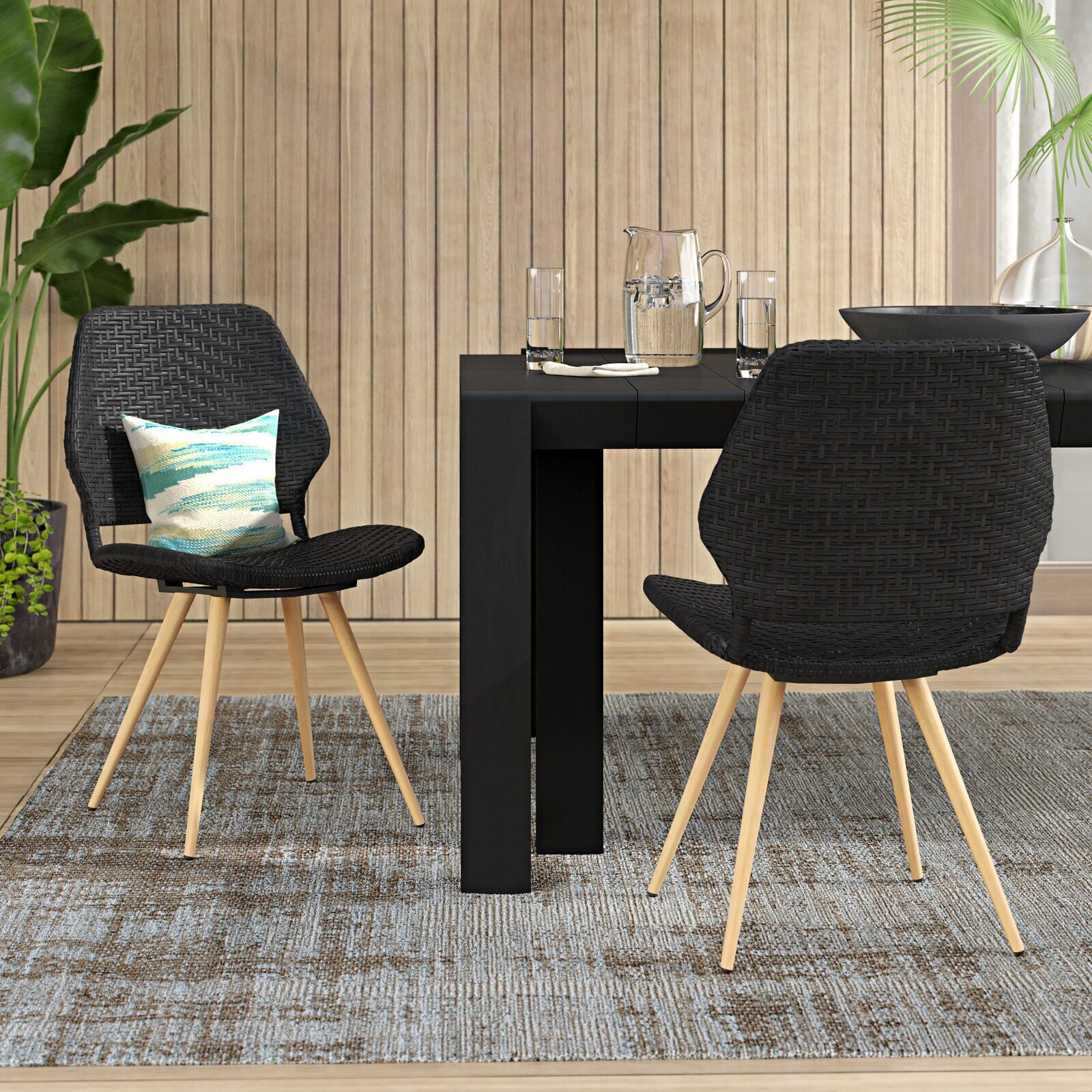Tapered Black Wicker Chairs