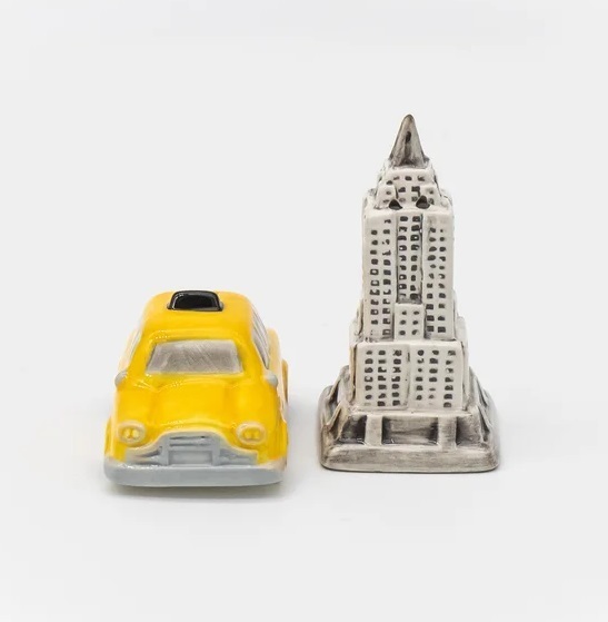Taxi and Skyscraper Cute Salt and Pepper Shakers