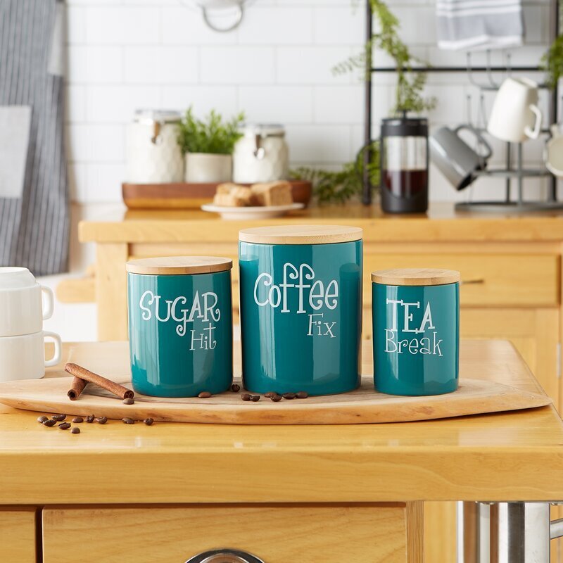 Teal Three Piece Canister Set