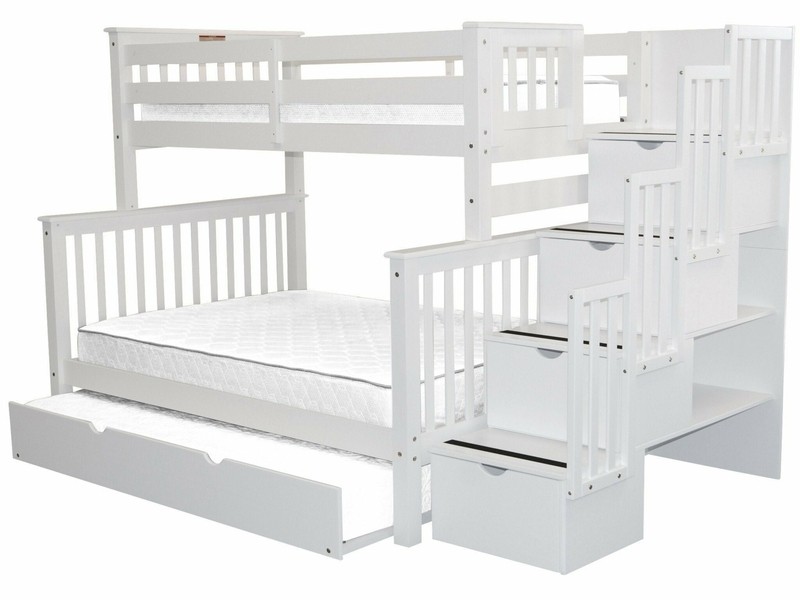 Tena Twin over Full 4 Drawer Solid Wood Standard Bunk Beds with Stairway & Trundle