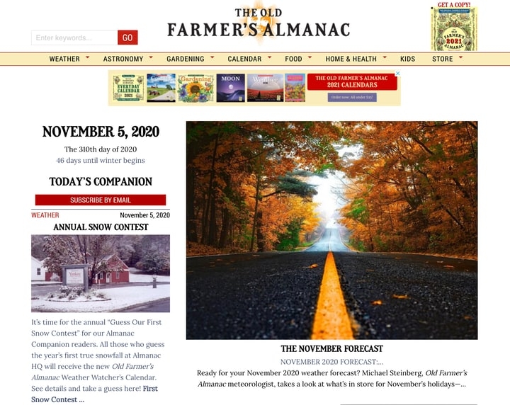 the old farmers almanac website homepage the old farmers almanac website homepage