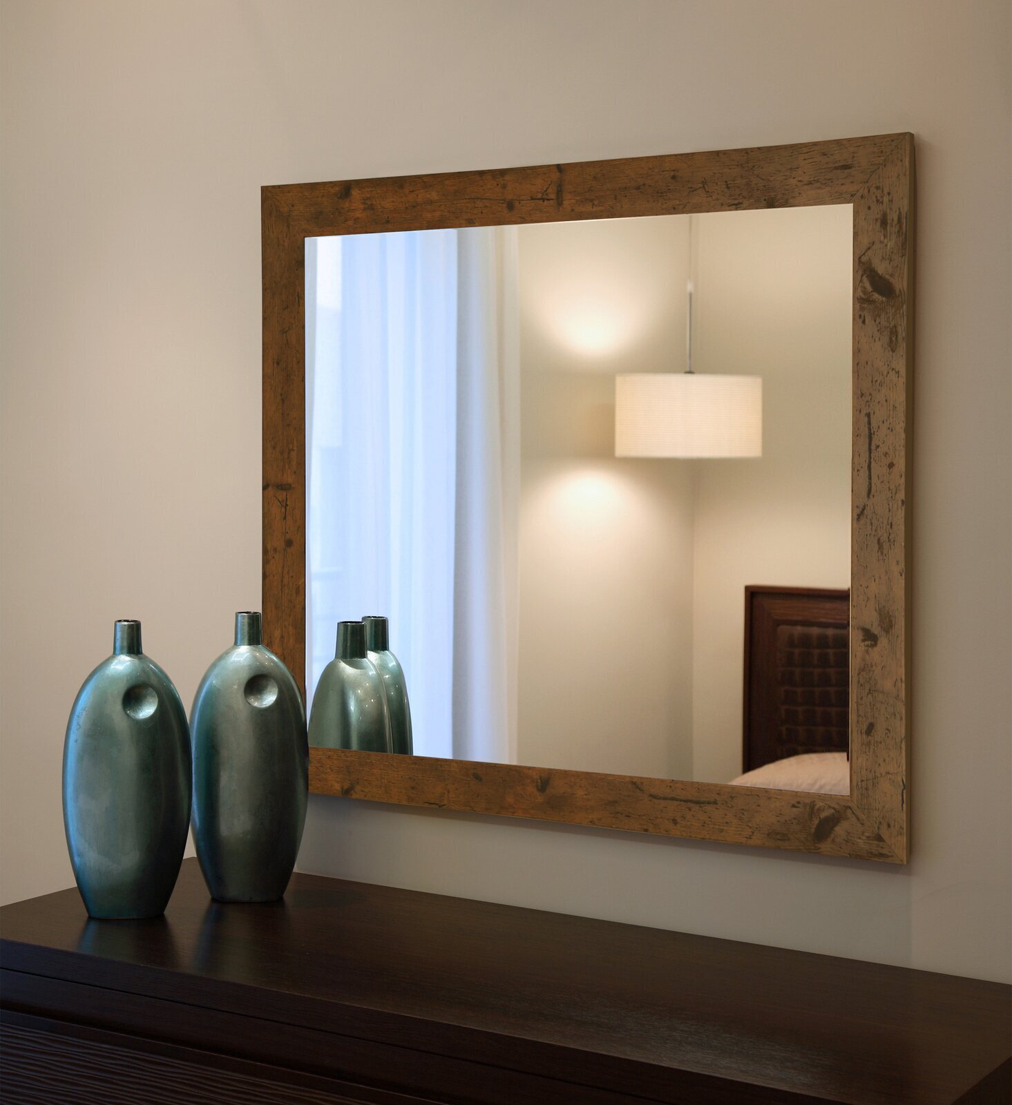 Thick Wooden Framed Wall Mirror 