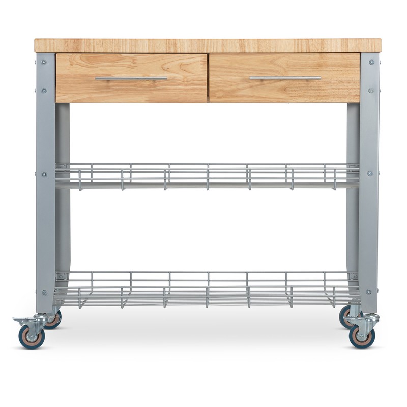 Thielsen 38'' Wide Rolling Kitchen Cart with Solid Wood Top