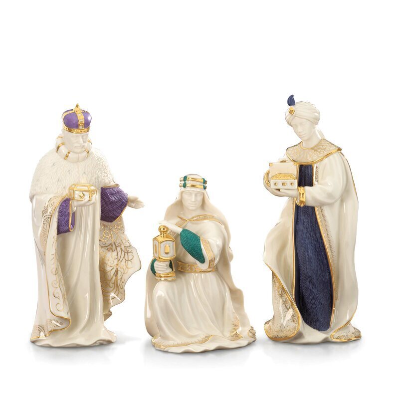 Three kings porcelain nativity set