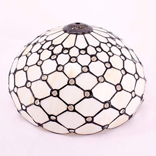 Tiffany Lamp Shade Replacement W12H6 Inch Amber Stained Glass Crystal Pear Bead Lampshade Only Fit for Table Lamps Ceiling Fixture Pendant Light S005 WERFACTORY Living Room Bedroom Office Lover Gifts