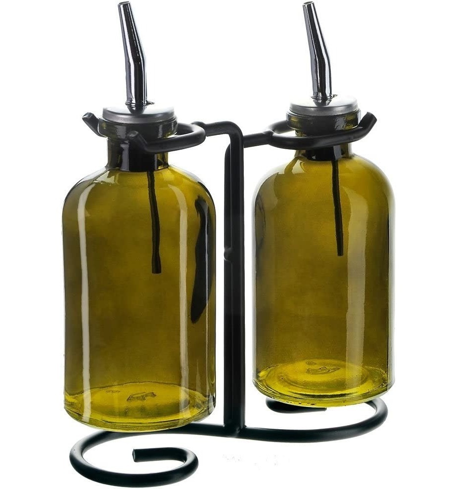 Tinted Vintage Oil and Vinegar Bottles
