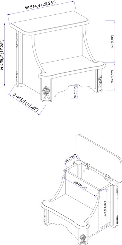 Tonbridge 1.41" 2 - Step Step Stool