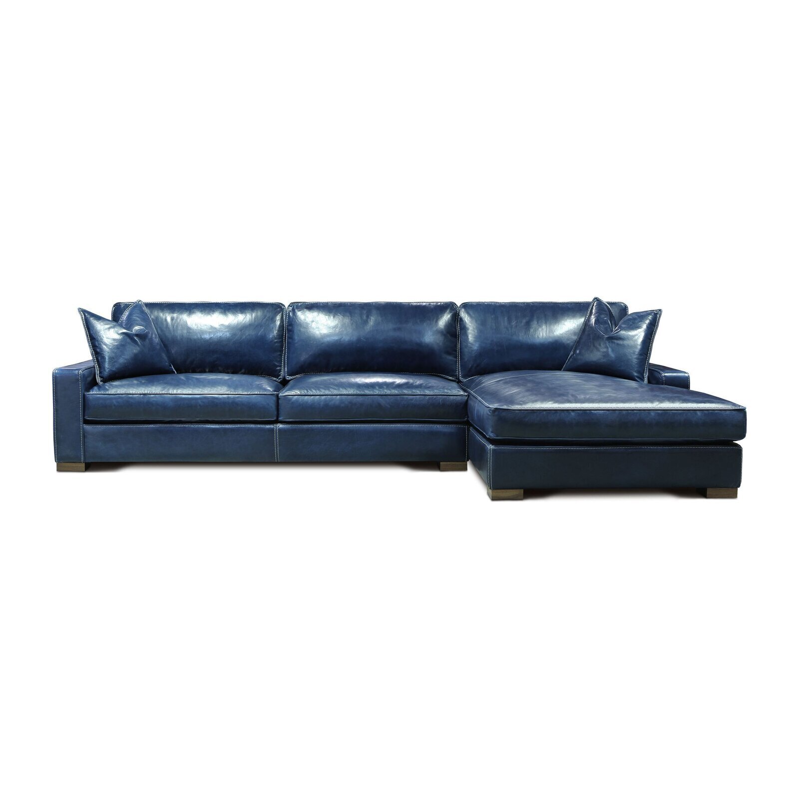 Top Grain Leather Sofa With Chaise Lounge
