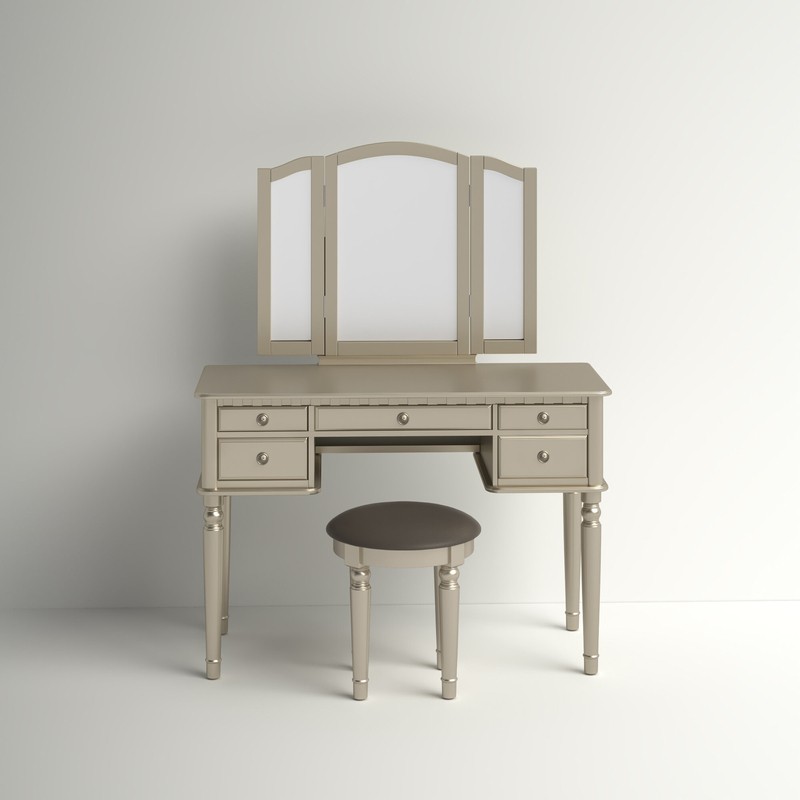 Torrance 43'' Wide Vanity Set with Stool and Mirror