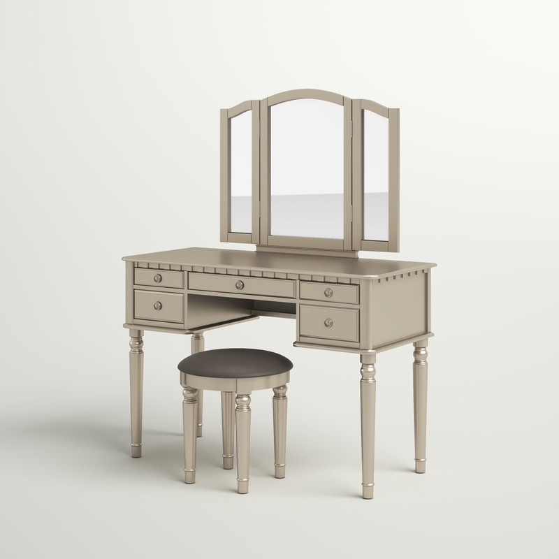 Torrance 43'' Wide Vanity Set with Stool and Mirror