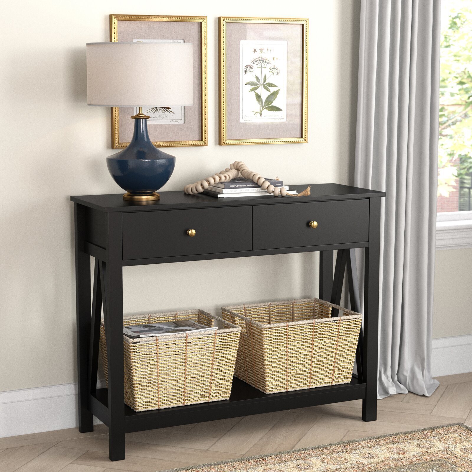Traditional 2 Drawer Wood Console