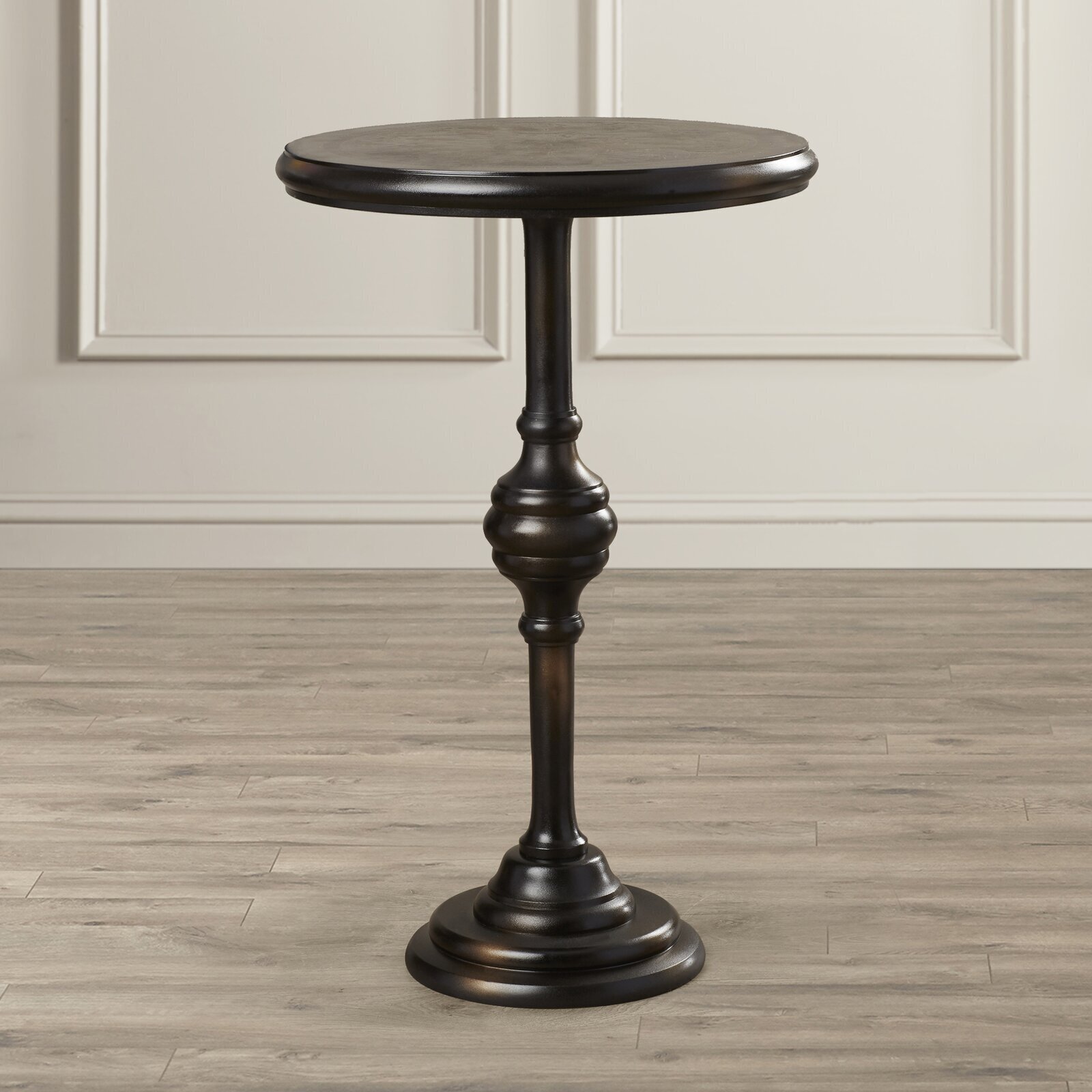 Traditional Black Pedestal End Table