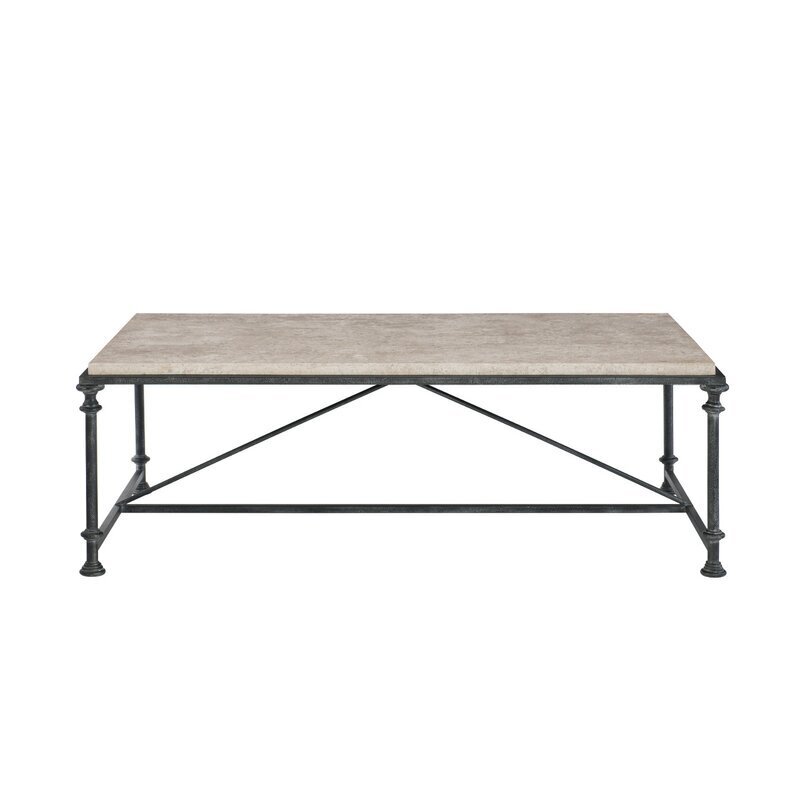 Traditional Style Rectangular Stone Top Coffee Table
