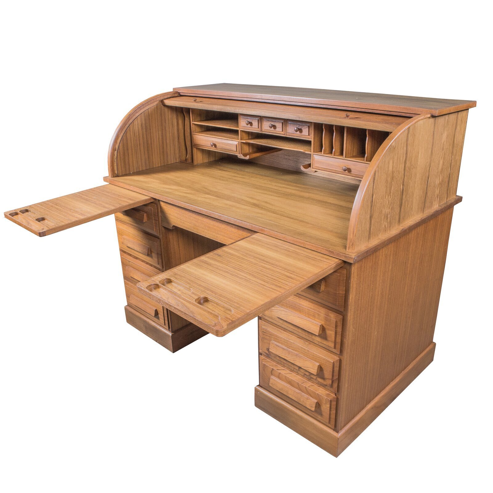 Traditional Teak Wood Roll Top Desk