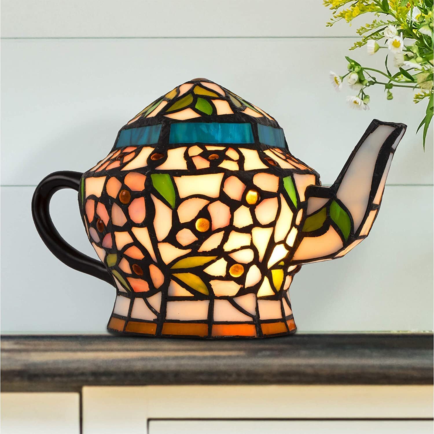 Traditional Tiffany Teapot Table Lamp