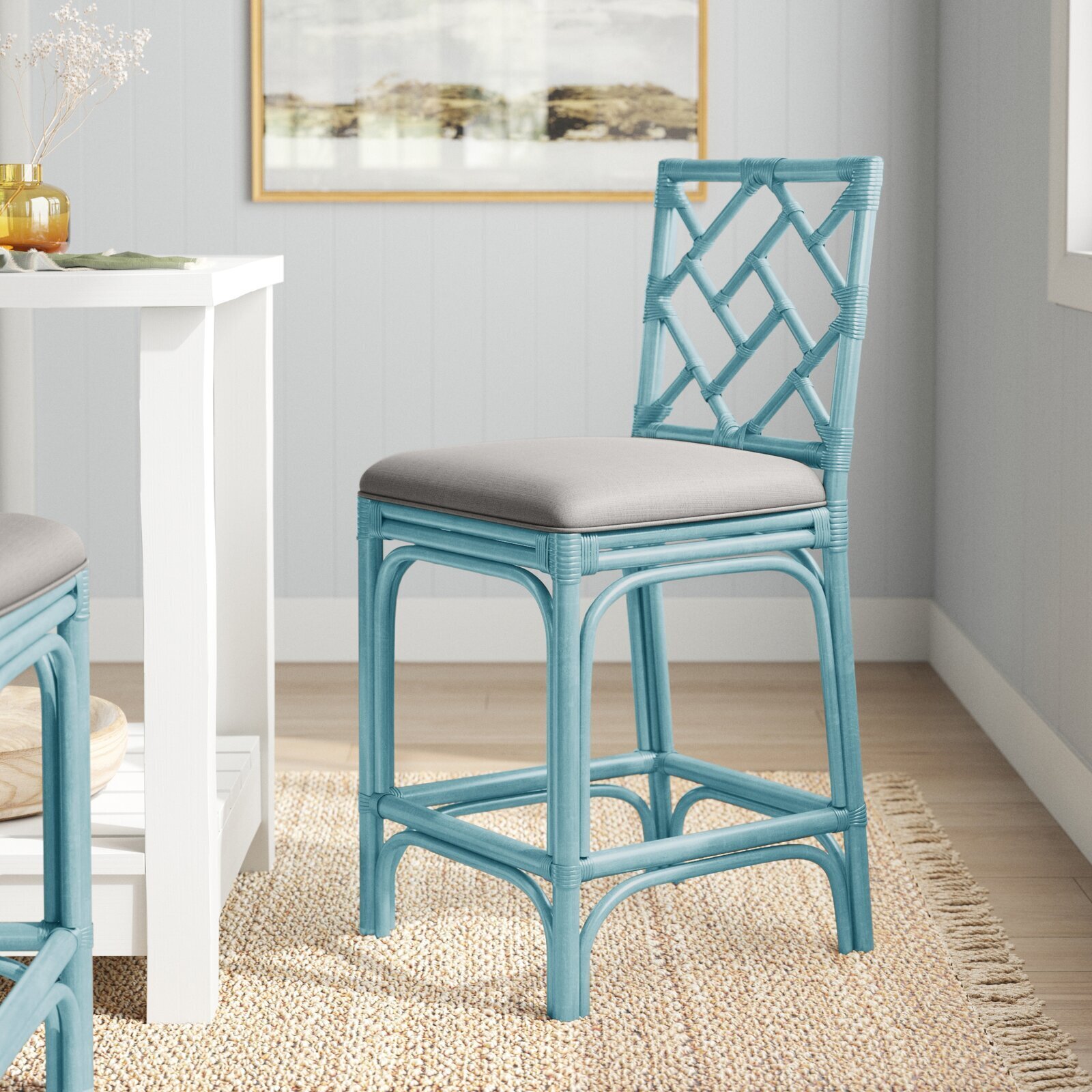 Tropical bar stool in turquoise