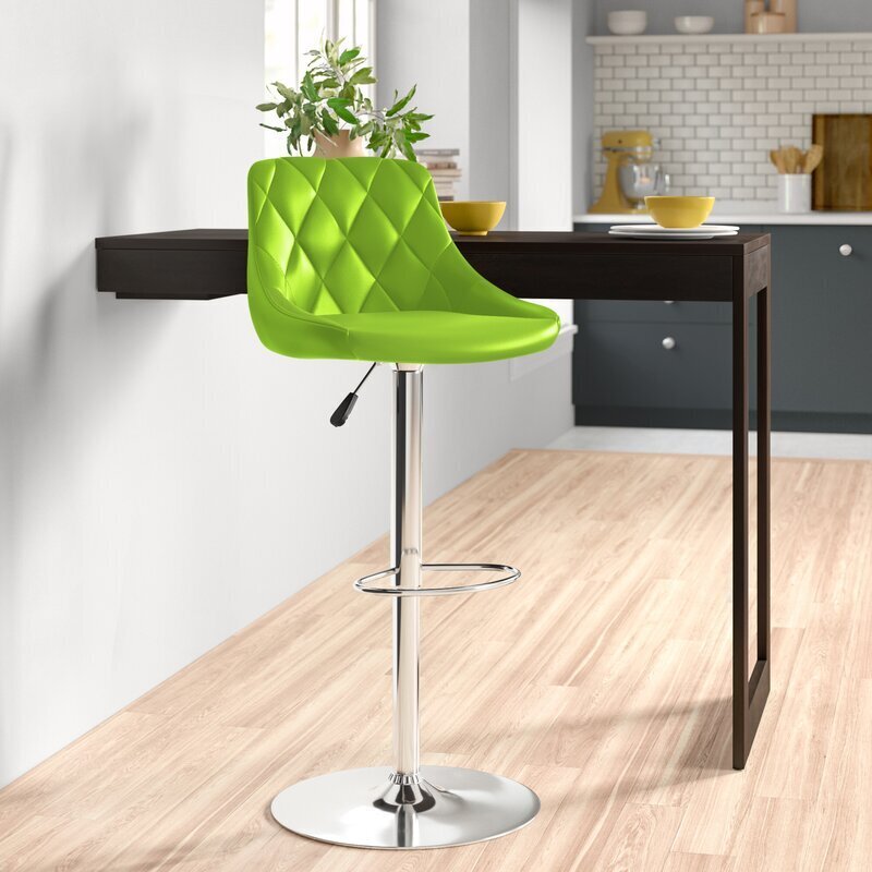 Tufted seat lime green bar stool