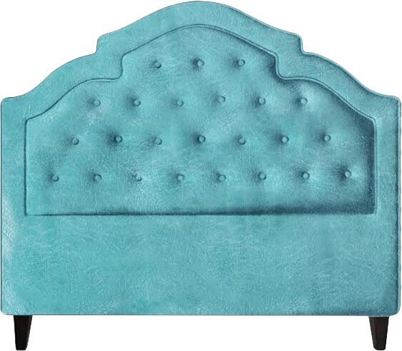 Turquoise Button Tufted Tall Leather Headboard Queen