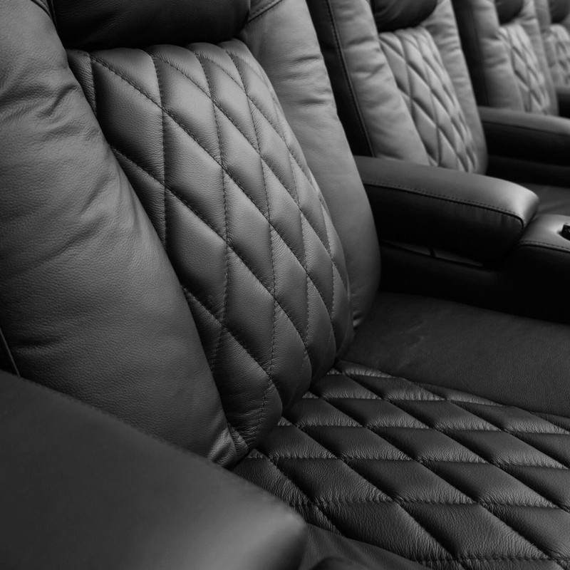 Tuscany 68.25'' Wide Genuine Leather Power Recliner Home Theater Seating with Cup Holder