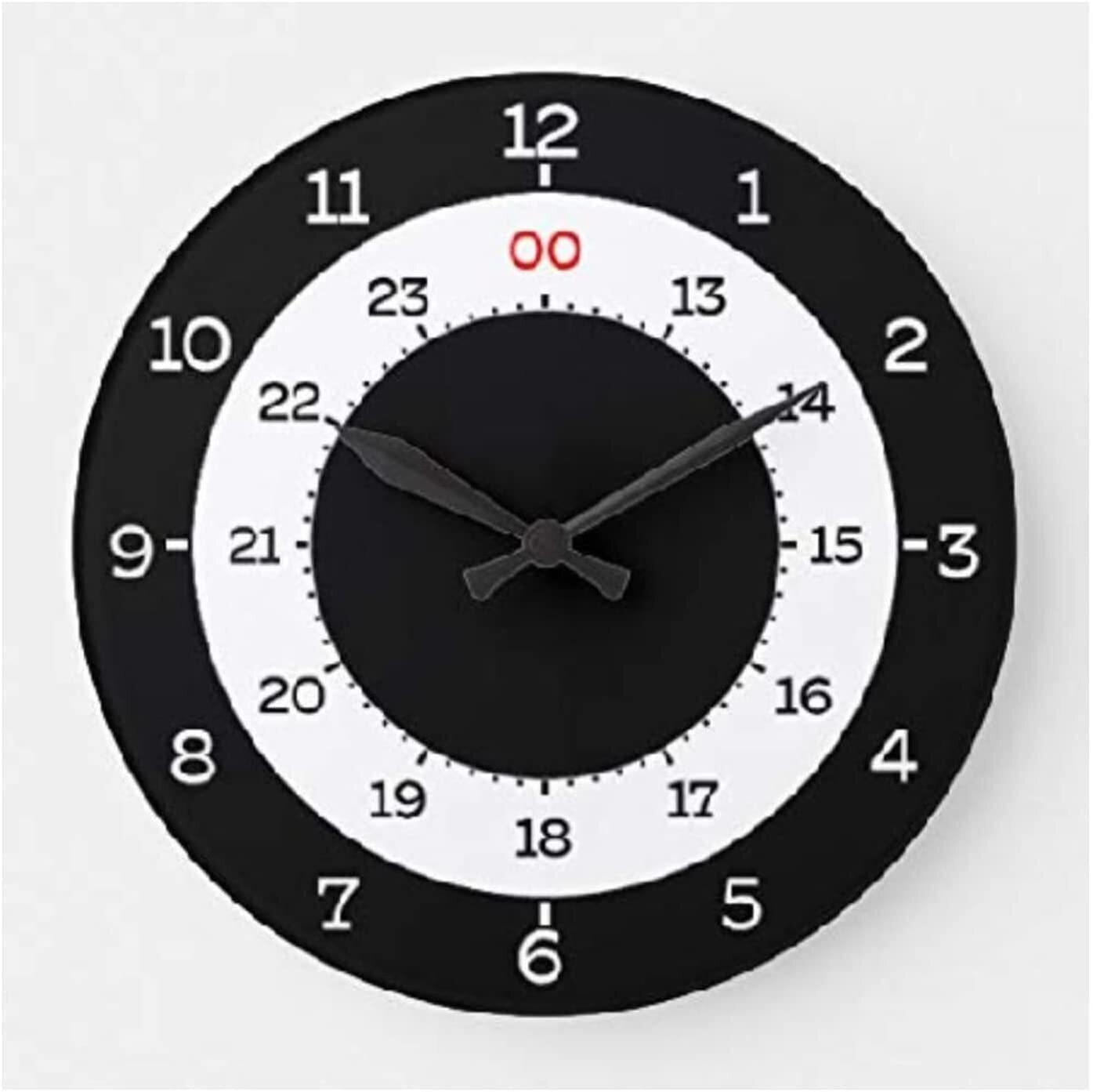 Twelve hour military wall clock