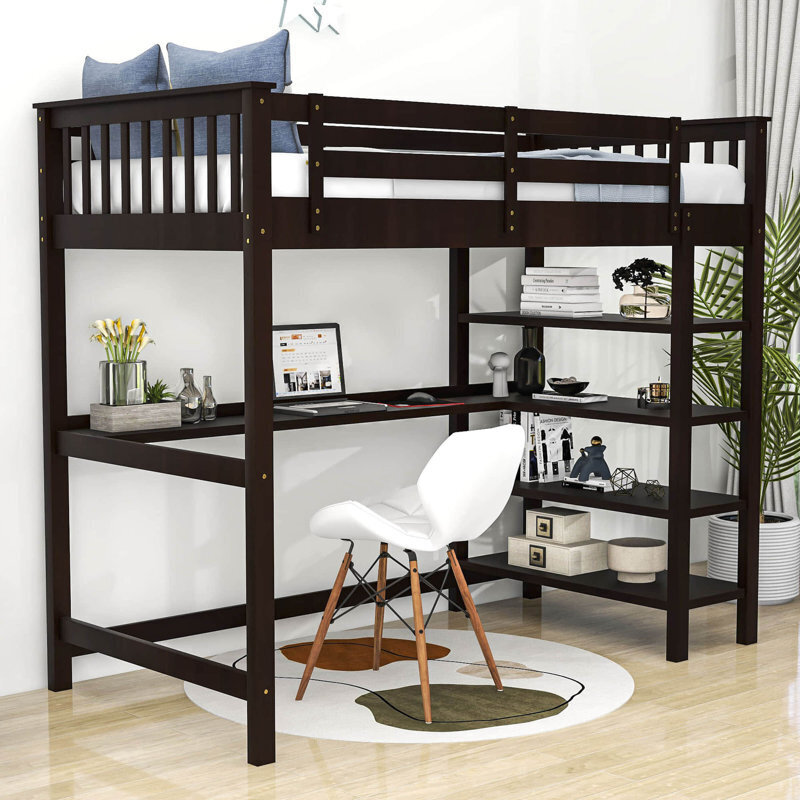 Twin Loft Bed On Top of Shelves