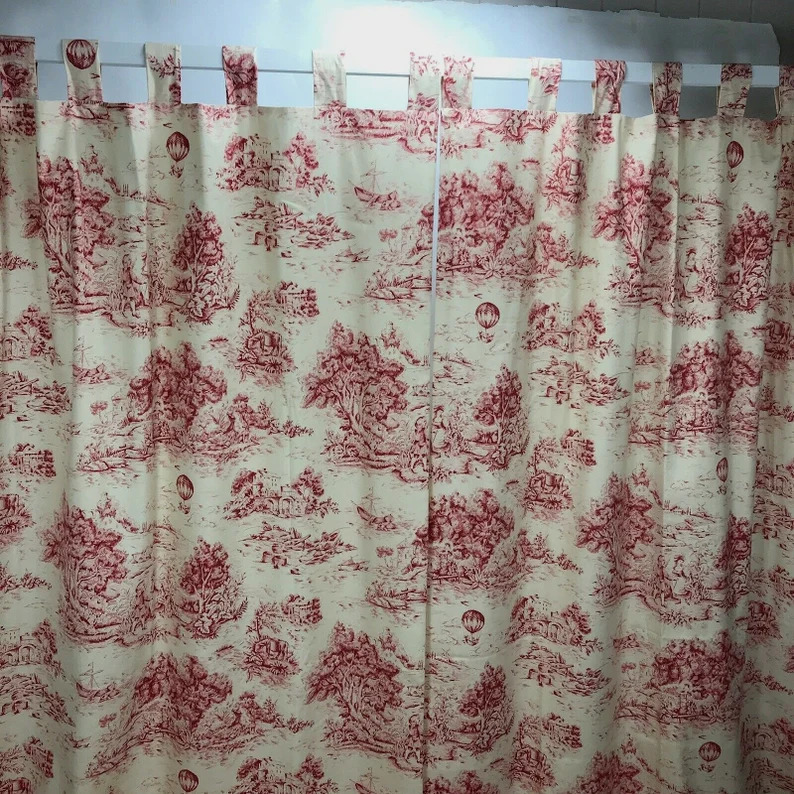 Two Panel Pink Toile Shower Curtain