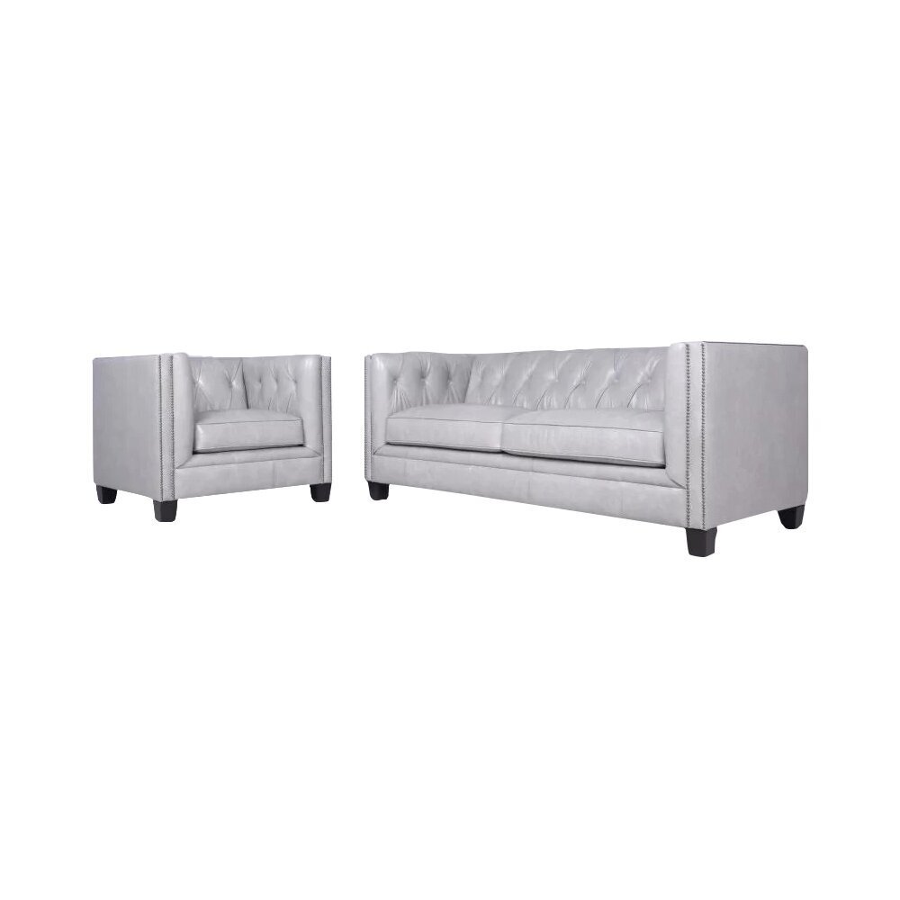 Two Piece Leather Silver Living Room Furniture