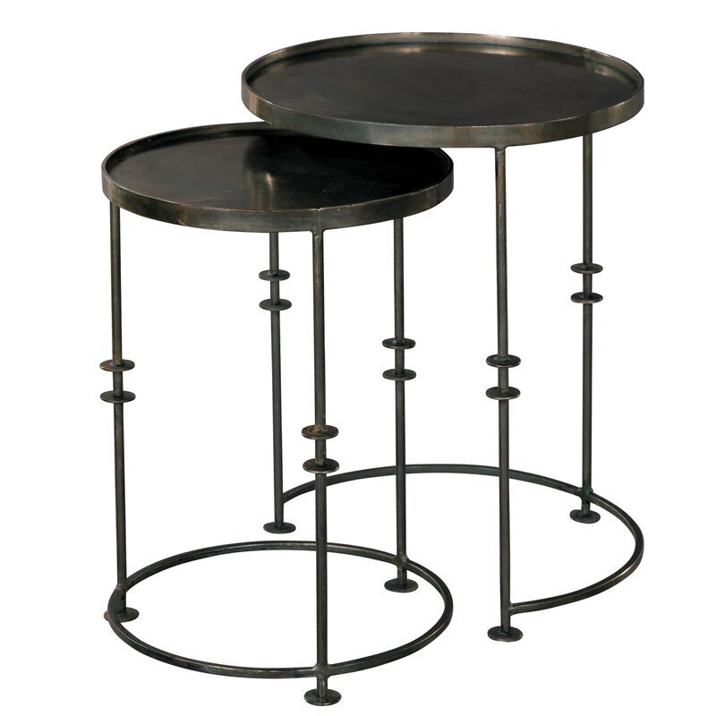 Two Piece Round Nesting Rod Iron End Tables